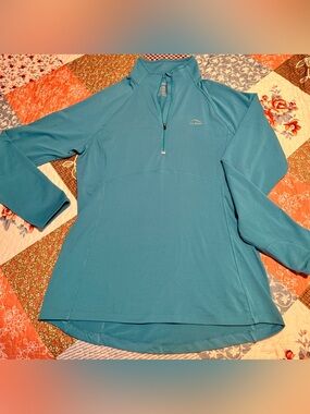 L.L.Bean Performance Quarter Zip Pullover Medium Blue Athletic Top NWOT